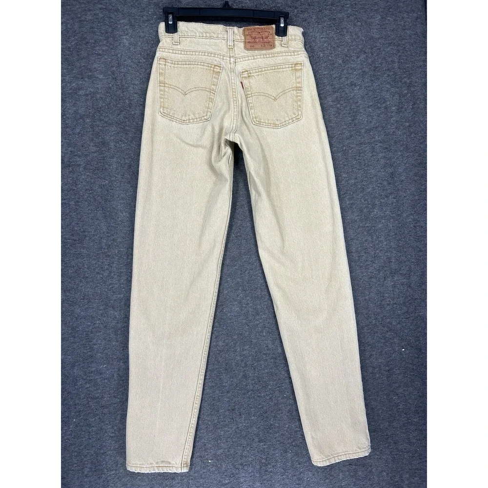 Vintage 90s Levi's 550 Jeans Mens‎ 28x33 (Tag 29x34) Beige Denim made in usa